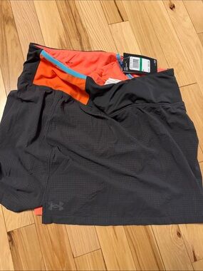 Under Armour Women’s Black Athletic Skort with Orange Liner and Teal Trim
